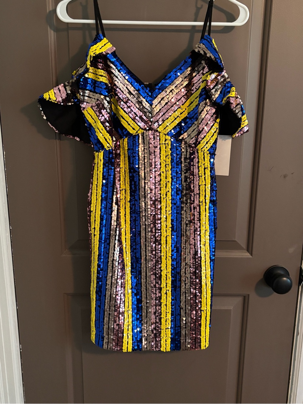 Boston Proper Blue, Yellow Sequin Party Dress